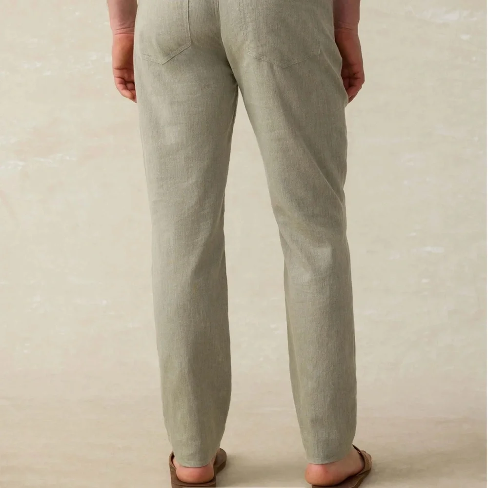 Faherty Movement Linen 5pocket pant Sage Cliff - Picture 2 of 5